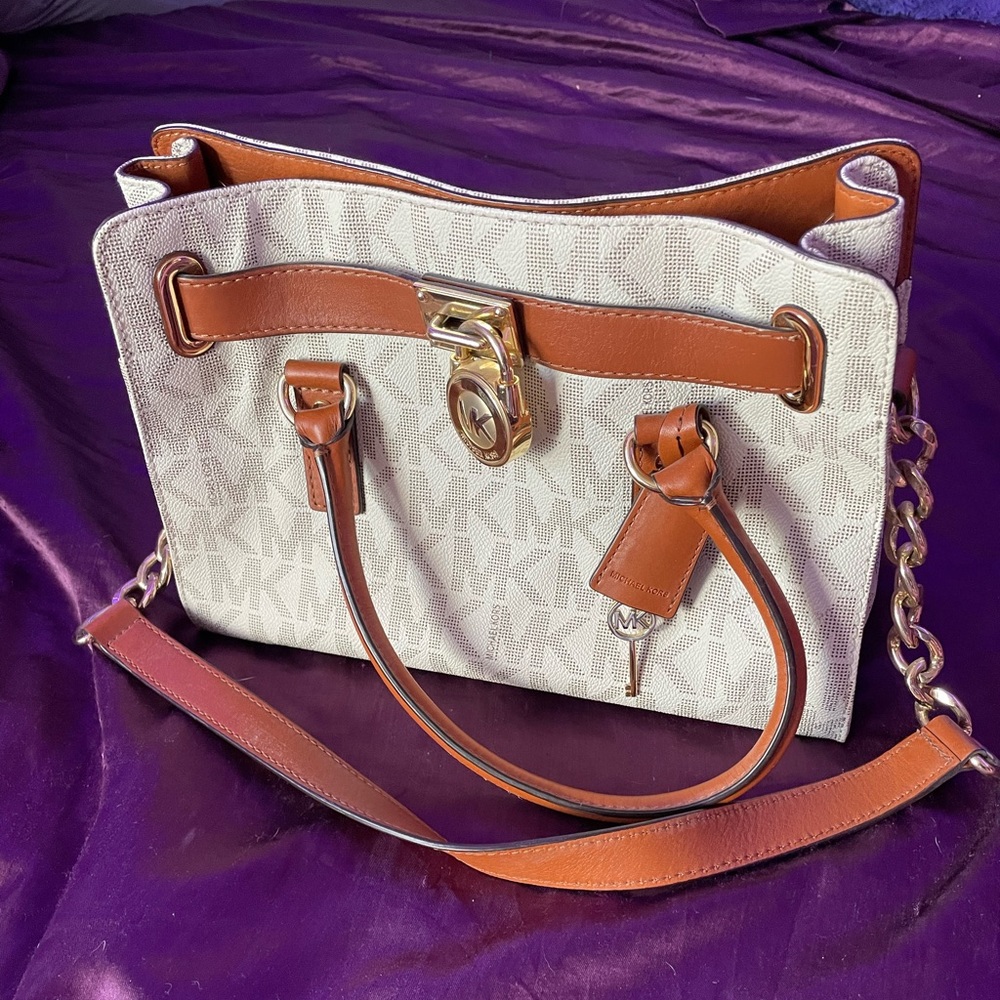 Michael Kors Monogram Logo Hamilton Lock and Key Bag. Dust cover included.